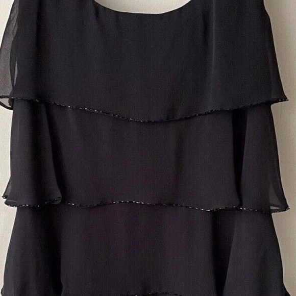 Patra Flapper Dress Tiered Chiffon Size 12 Black Fits Like Size 8 LBD - Picture 6 of 11